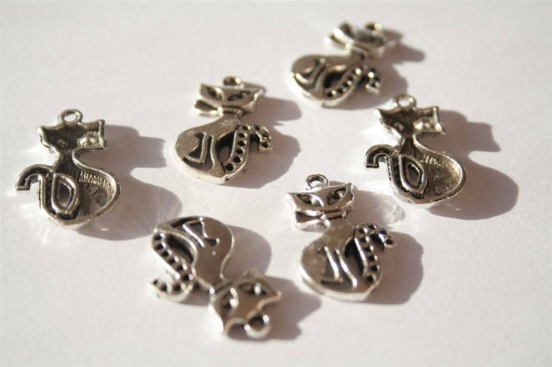 6 charms in antique silver cat. ref:2496 .
