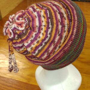 Double Brim Knit Tube Hat w/adjustable drawstring (Adult Small)