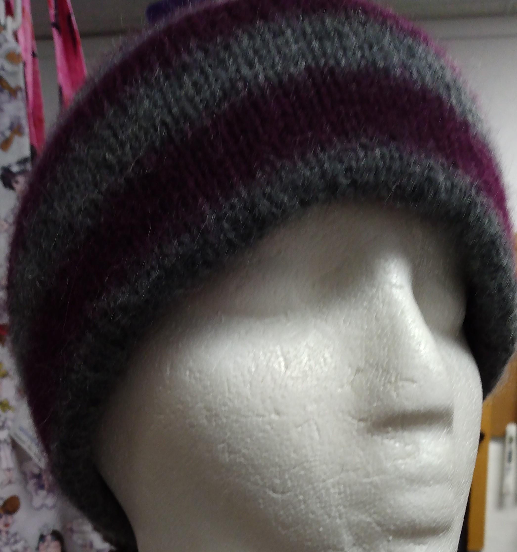 Double Cuffed Striped Alpaca Knit Hat (medium) - Etsy display picture 1