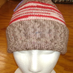 Double Brim Knit Tube Hat w/adjustable drawstring (Adult Small)