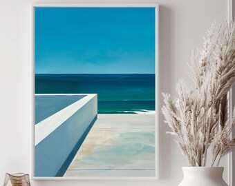 Coastal Beach Painting Print: Ocean View Art (Digital Download)