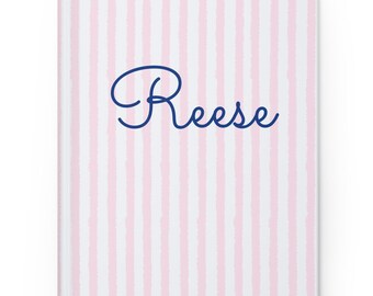 Personalized Pink Striped Journal: Custom Name Hardcover Notebook