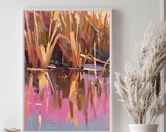 Sunset Marsh Landscape Art Print: Coastal Wall Decor (Digital Download)