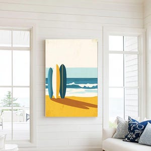 Surfboard Beach Art Print: Coastal Seaside Wall Decor - Etsy