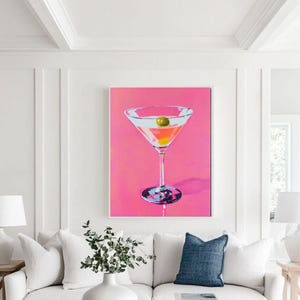 Póster de cóctel de martini, decoración de carrito de bar, letrero de bebida exclusiva para fiestas, arte de pared moderno, minimalista, elegante, retro, carteles verticales mate