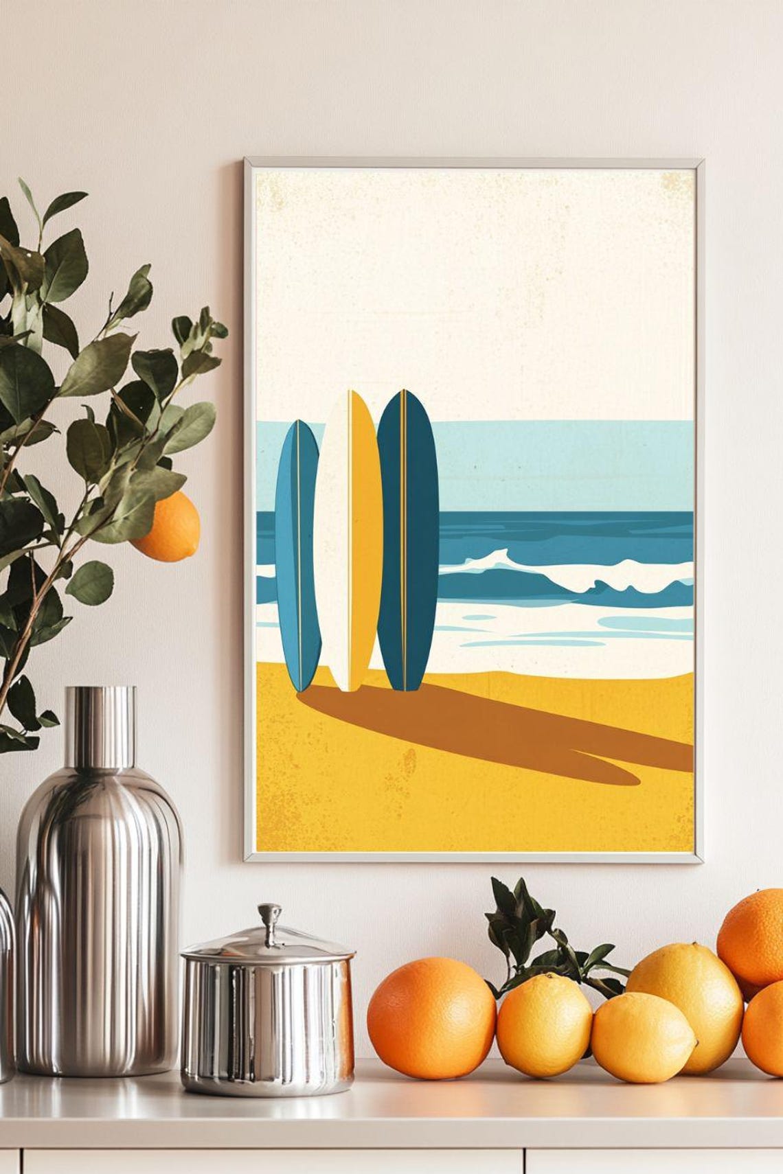 Surfboard Beach Art Print: Coastal Seaside Wall Decor - Etsy