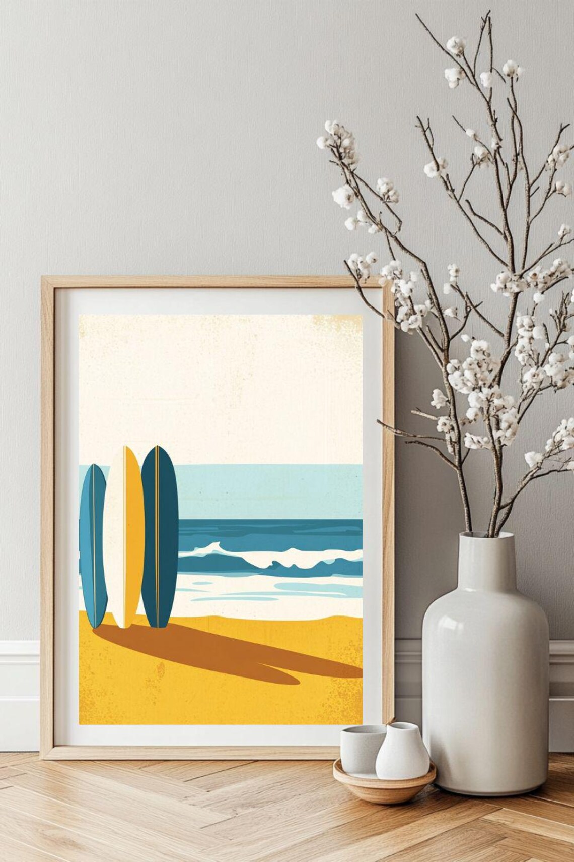 Surfboard Beach Art Print: Coastal Seaside Wall Decor - Etsy