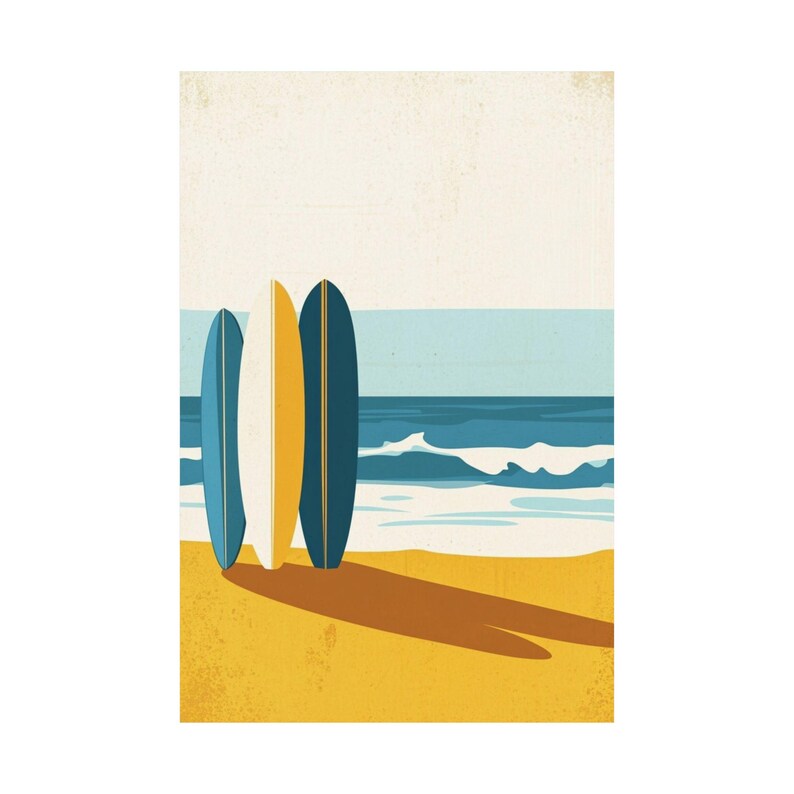 Surfboard Beach Art Print: Coastal Seaside Wall Decor - Etsy