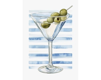 Martini Cocktail Art Print: Trendy Bar Cart Decor