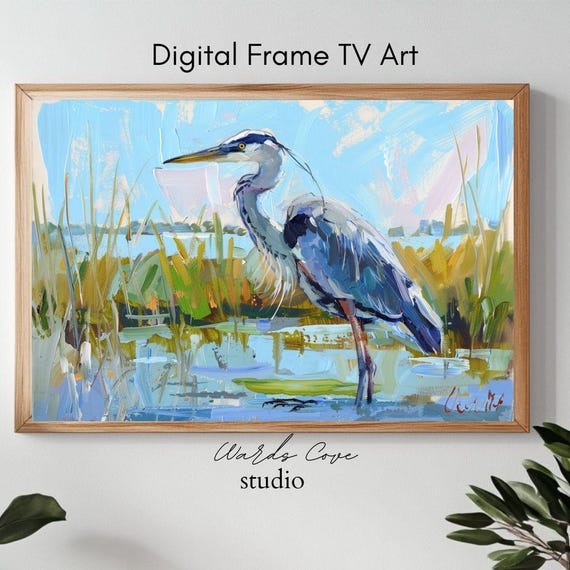 Blue Heron Marshland Art for Samsung Frame TV (digital Download