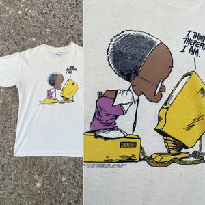 Vintage 1986 Computer Comic T-Shirt LARGE - XL | original 80s 1980s Washington Post comic afro tech ai chat gpt artificial intelligence tee