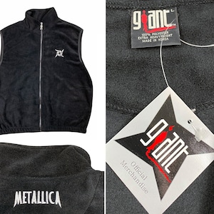 Vintage 90-00-tals original METALLICA fleeceväst storlek LARGE | Oanvänd i lager Giant brand konsertbandsturné heavy metal aldrig använd present
