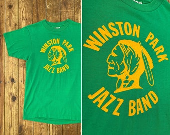 Vintage 70s 80s Winston Park JAZZ BAND T-Shirt Small | original 1970s 1980s cool jazz festival concert band S varsity Miles Davis Sun Ra