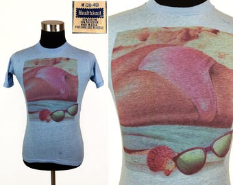 Maglietta grafica vintage anni '80 Beach Bum MEDIA / bikini da spiaggia, surf, palme, resort tropicale, California, Pacifico, anni '80, originale, surf, retrò, taglia M