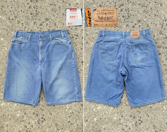 Vintage 90s Levi&#39;s 560 LOOSE FIT Denim Jean Shorts Size 36 | original 1990s men&#39;s shorts Levis orange tab USA made baggy 90s summer shorts