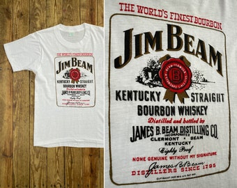 Vintage 70s JIM BEAM Whiskey T-Shirt SMALL | original 1970s Jack Daniels liquor soft & paper thin single-stitch bourbon Kentucky drinking S