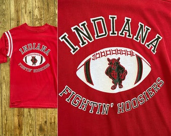 Vintage 70s 80s INDIANA Hoosiers IU Football Athletic T-Shirt Small | NCAA Indiana University basketball 1970s 1980s alumni Big Ten original