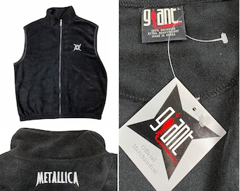 Vintage 90s 00s Original METALLICA Fleece Tek Vest Size LARGE | NOS dead-stock Giant brand concert band tour heavy metal never worn gift