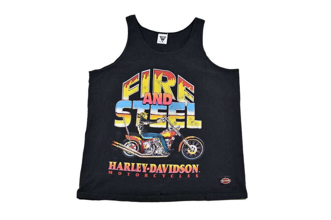 Vintage 90s HARLEY DAVIDSON Fire & Steel Tank Top XL Etsy