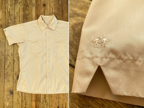 Vintage annees 60 Beige Loop Col Chemise de poche MEDIUM original annees 1960 Arrow leisure shirt lounge M casual original boutonne brode Etsy France