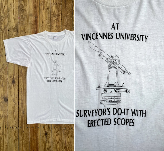 Vintage 80s Vincennes University Surveyors T-Shir… - image 1