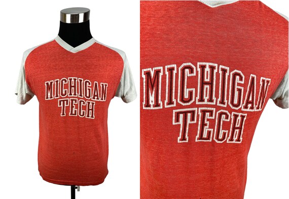 Vintage 70s 80s Michigan Tech Athletic T-Shirt Med
