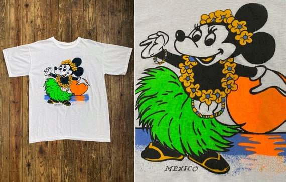 Vintage 80s 90s Bootleg Tropical Minnie Mouse T-S… - image 1