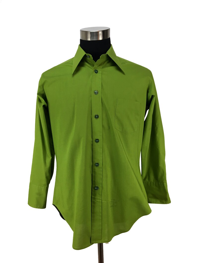 Vintage 70s LIME Green Button-Down Pocket Shirt XL by Sears | Etsy