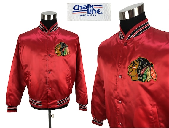 Vintage 80s Chicago Blackhawks Satin Coach s Jacket MEDIUM Excellent Condition Hockey 1980s Chalk Line Athletic Bomber Game NHL Nylon Etsy Ireland