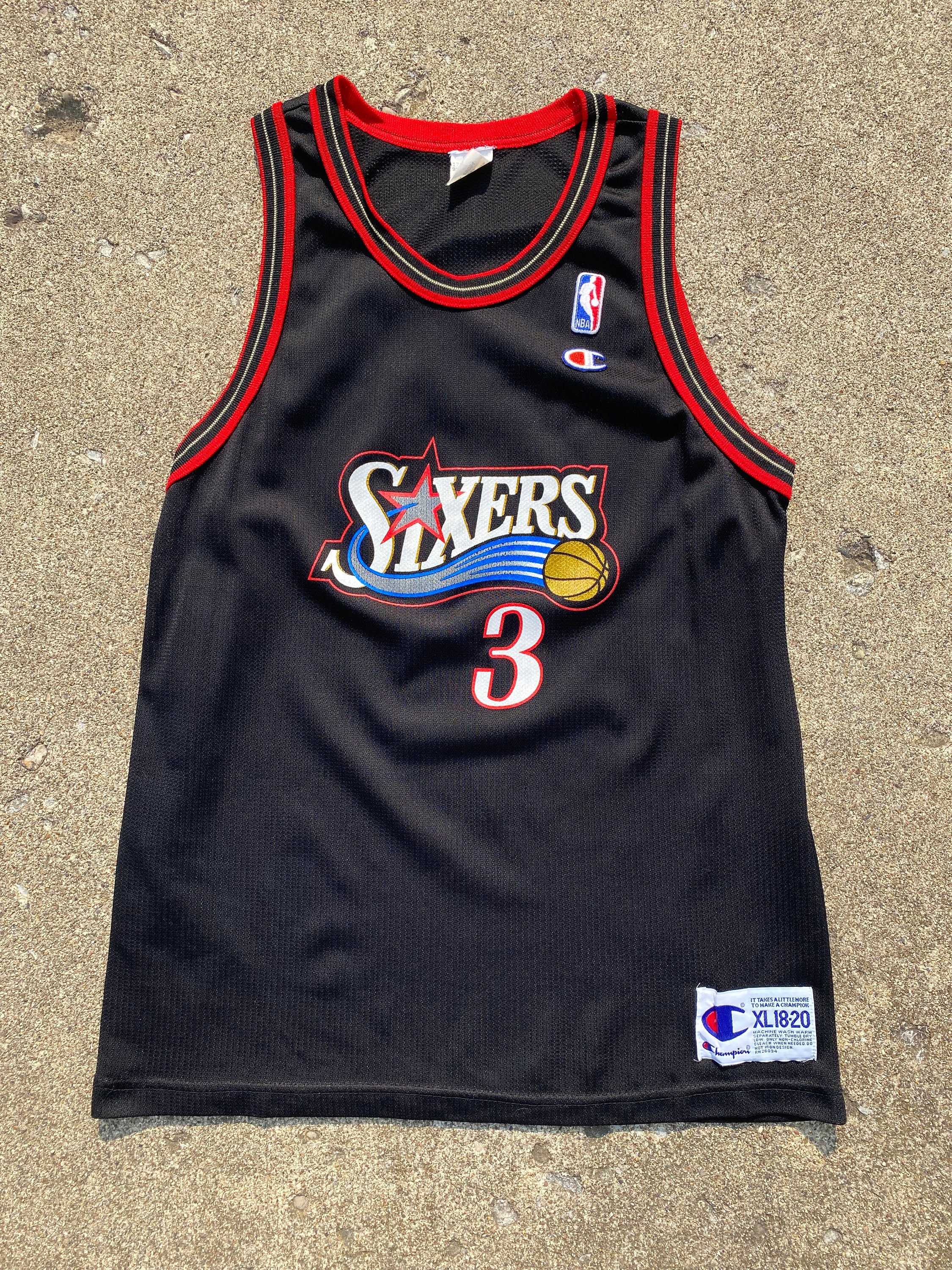 Original 90s Allen Iverson 76ers Champion Jersey Adult SMALL Original 90s Allen Iverson 76ers Champion Jersey Adult SMALL