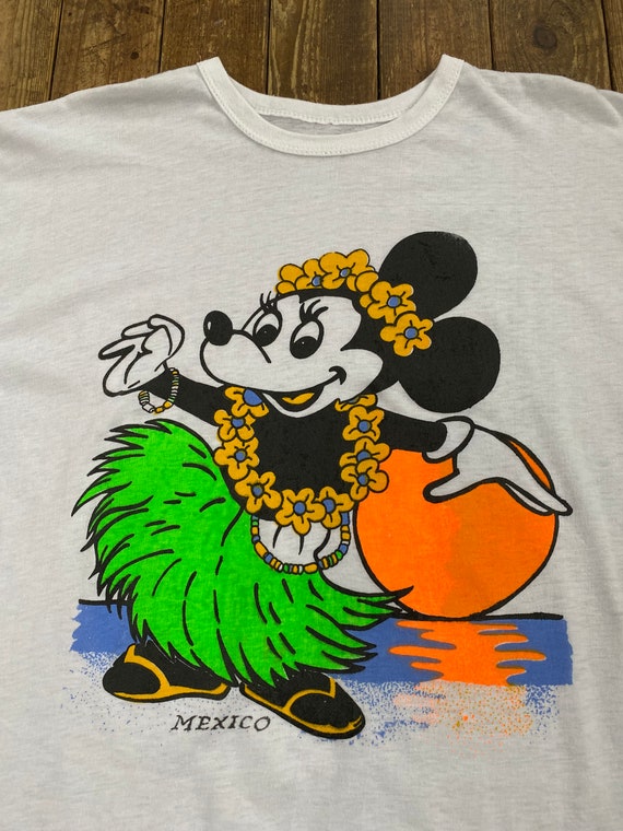 Vintage 80s 90s Bootleg Tropical Minnie Mouse T-S… - image 2