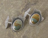 RESERVED FOR KH - Sterling Silver and Picture Jasper Cufflinks, One of a Kind Owyhee Jasper Men's Cuff Links