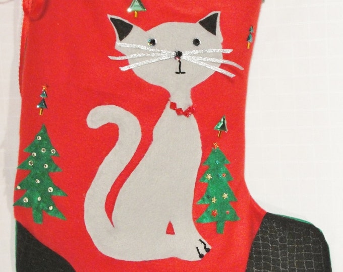 Cat Christmas Stocking Kitten Christmas Stocking Pet Etsy
