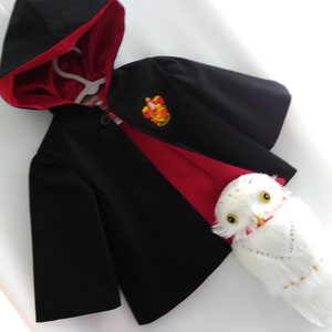Baby Wizard Robe, School of Wizards, Magic Birthday Party: Robe with Hood, Sizes NB-6mnth, 6-12mnth, 1-2, Cotton with Satin Lining, Handmade image 3