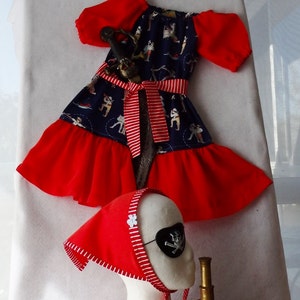 Girl's Pirate Costume, Girl's Birthday Pirate Outfit Dress, Sash, Bandana, size 3-4, Cotton & Satin, FREE Express Post, All Handmade image 1