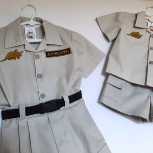 Zookeeper Safari Outfit, Infants Safari Costume: Ready Made - Shirt, Shorts & Belt, Sizes 0-1, All Cotton, Handmade