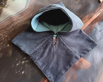 Childs Gugel, Viking Cowl, Kids Medieval Hood, Knights Cowl: Size S (fits child 1-3yrs), Fully Lined All Cotton, Handmade, Ready to Ship Now