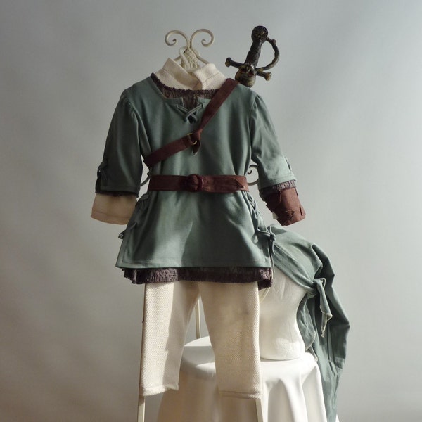 Link - Legend of Zelda, Elf, Hunger Games Costume, Sizes 2, 3, 4 or 5, Complete Outfit of Over/Mid/Under Tunic, Leggings, Cap + Accessories