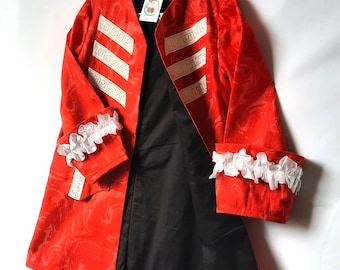 Circus Ringmaster, Steampunk Kids, Pirate Jacket: Lined Braided Jacket with Satin Frill Cuffs, Sizes 4-5, 6-7, All Cotton, All Handmade