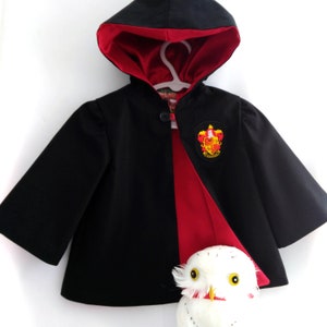 Baby Wizard Robe, School of Wizards, Magic Birthday Party: Robe with Hood, Sizes NB-6mnth, 6-12mnth, 1-2, Cotton with Satin Lining, Handmade image 1