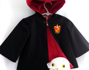 Baby Wizard Robe, School of Wizards, Magic Birthday Party: Robe with Hood, Sizes NB-6mnth, 6-12mnth, 1-2, Cotton with Satin Lining, Handmade