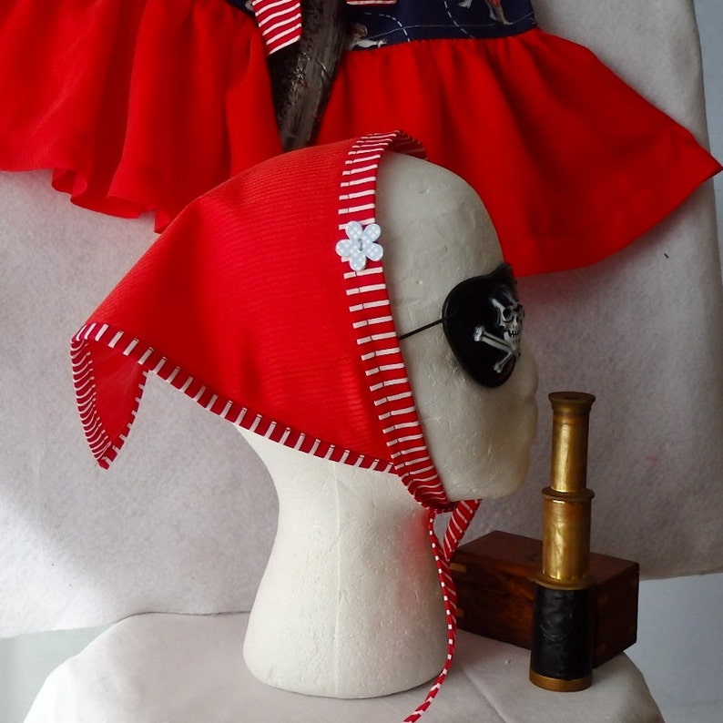 Girl's Pirate Costume, Girl's Birthday Pirate Outfit Dress, Sash, Bandana, size 3-4, Cotton & Satin, FREE Express Post, All Handmade image 4