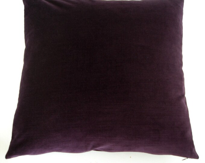 Dark Purple Velvet Throw Pillow Cover Handmade 20 X 20 robert Allen
