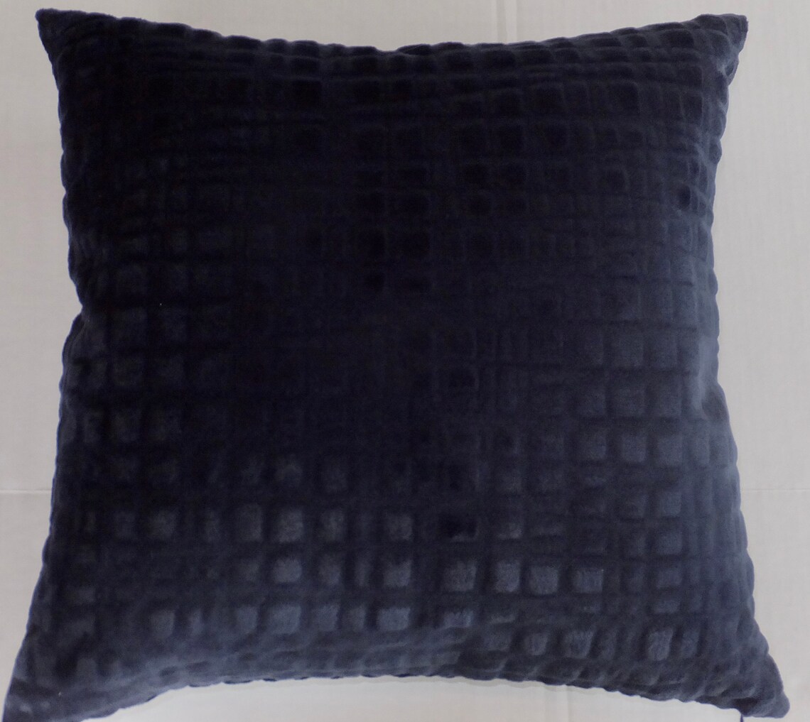Midnight Blue Navy Grooved Velvet Throw Pillow Etsy