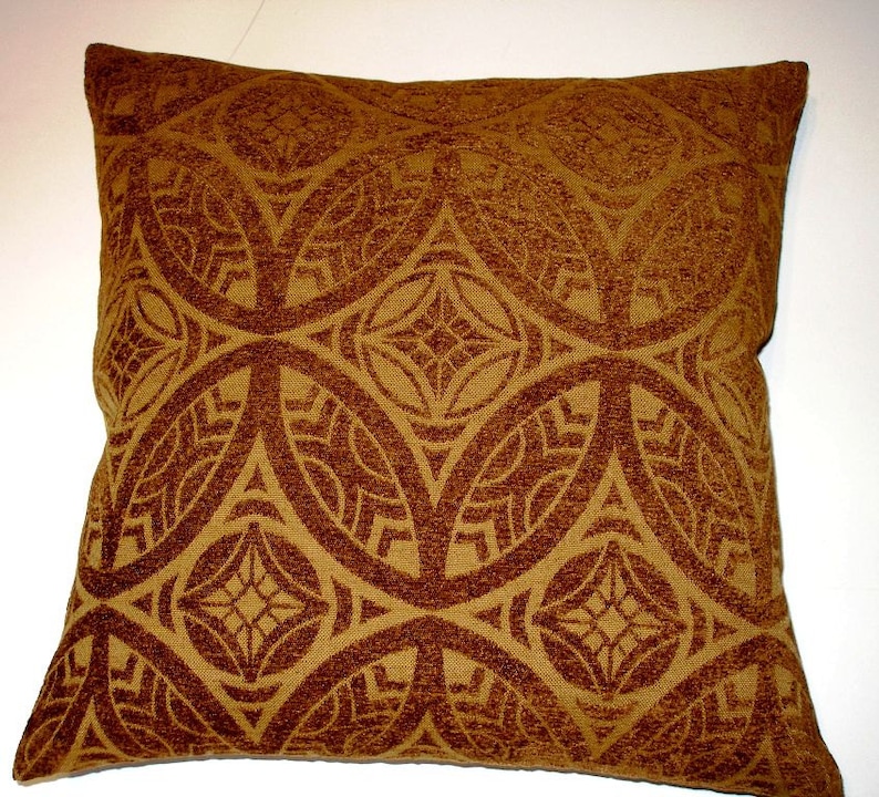 Art Deco Rusty Brown Velvet Lumbar Throw Pillow 20 X 20 Etsy