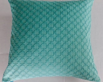 Aqua Geometric Circles Throw Pillow Cover-20x20-Handmade-Designer Upholstery Fabric- New 2021 -Fabric on Front & Back- Fresh Finds- Modern