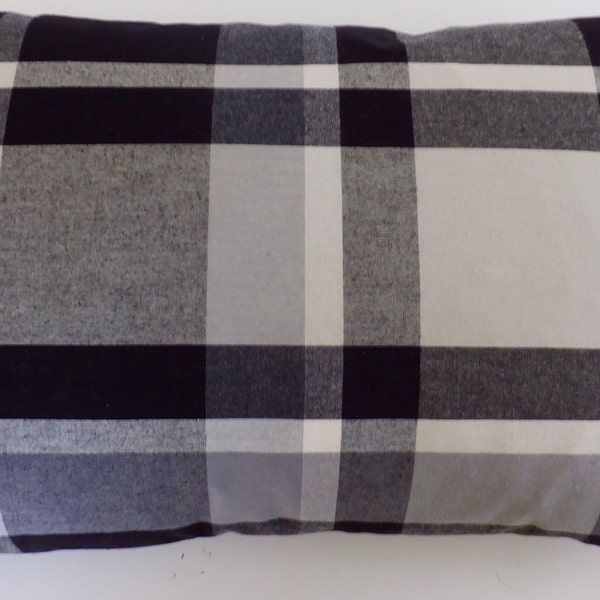 Black/ Off White Plaid Throw Pillow Cover-20 x 20- Handmade -Cottage Chic -For Home-Fresh Finds- February-Designer Fabric- Spring-Home Decor