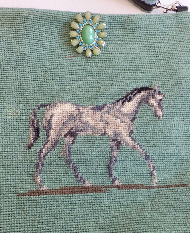 Vintage Horse Needlepoint Tapestry Boho Baghandmade Tapestry Etsy