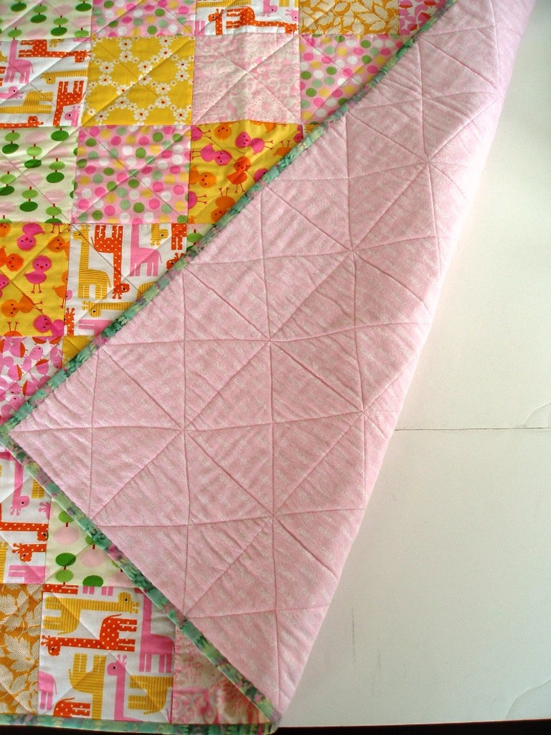 Spring Finds-Gift for Her Baby Shower-March Finds Baby Gift Patchwork Baby Girl Quilt Crib Size 42 x 36 Handmade-100/% Cotton Modern