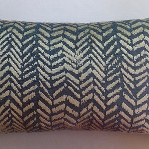 Blue Gray Beige Velvet Geometric Throw Pillow Cover-23 x 13-Handmade-Designer Fabric- Trendy-Same fabric on front and back-Home Decor,  2022